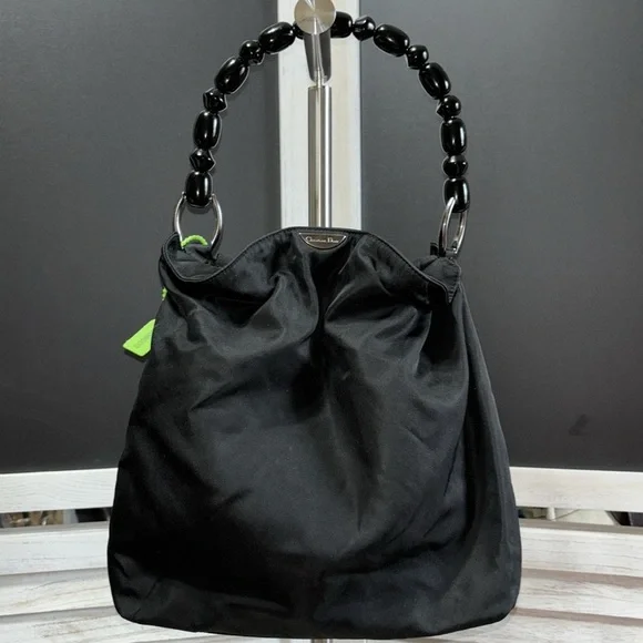 SOLD - Dior Maris Pearl Handle Vintage Nylon Bag,Black11x9,EUC,Callout on bottom - Picture 1 of 14
